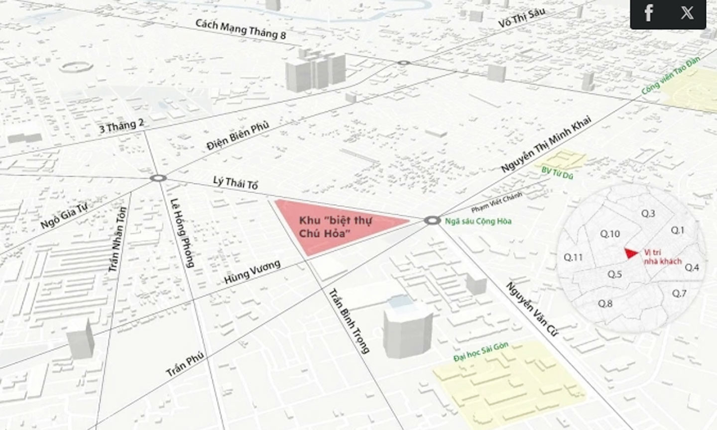 Vị trí khu đất làm công viên và đài tưởng niệm. Đồ hoạ: Hoàng Khánh