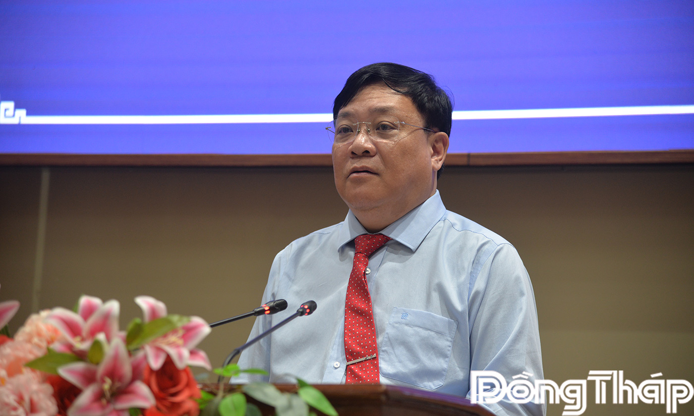 ông Phạm Thành Ngại - Phó Bí thư Tỉnh ủy, Chủ tịch Ủy ban nhân dân tỉnh Đồng Tháp, nhiệm kỳ 2021 - 2026 phát biểu nhận nhiệm vụ