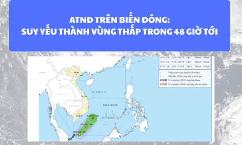 Áp thấp nhiệt đới trên Biển Đông suy yếu thành vùng áp thấp và tan dần