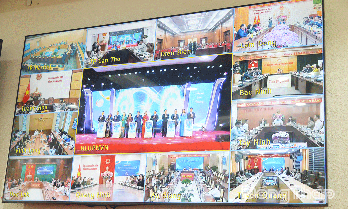 Thủ tướng Chính phủ Phạm Minh Chính, Chủ tịch UBTƯ MTTQ Việt Nam Bùi Thị Minh Hoài, Chủ tịch Hội LHPN Việt Nam Nguyễn Thị Tuyến và các đại biểu bấm nút triển khai Đề án Hỗ trợ phụ nữ khởi nghiệp giai đoạn 2026 - 2035