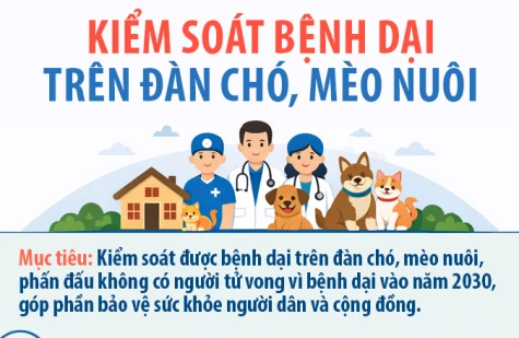 [Infographic] Kiểm soát bệnh dại trên đàn chó, mèo nuôi