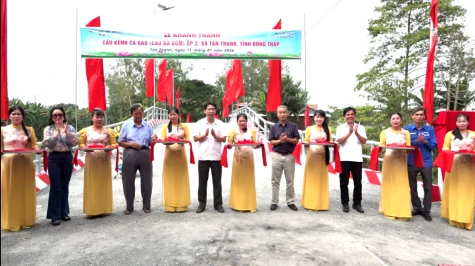 Tân Thạnh: Khánh thành cầu kênh Cả Gáo chào mừng Đại hội Đảng toàn quốc lần thứ XIV