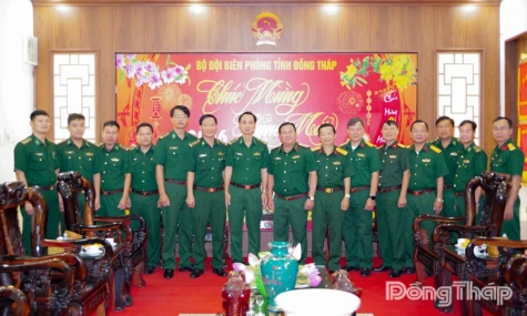 Deputy Commander of Military Region 9 Visits and Extends Lunar New Year Greetings to the Dong Thap Border Guard Command