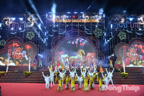 Dong Thap: Vibrant Arts Program and Fireworks Displays Celebrate the Year of the Horse 2026