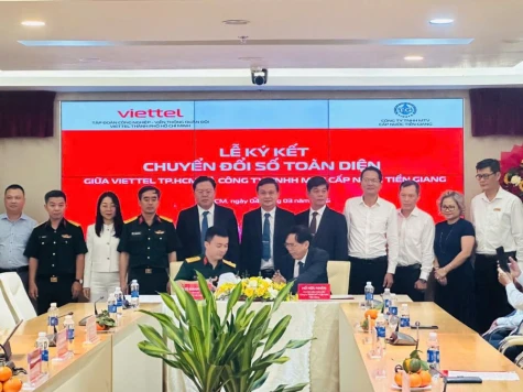 Công ty TNHH MTV Cấp nước Tiền Giang và Viettel TP. Hồ Chí Minh ký kết nghi nhớ chuyển đổi số giai đoạn 2026 - 2030