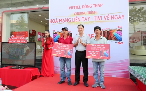 Viettel Đồng Tháp: Quay số trúng thưởng chương trình “Hòa mạng liền tay - Tivi về ngay”
