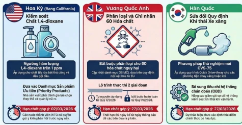 Nhiều quy định mới về giảm phát khí thải, hóa chất tại các nước tiên tiến