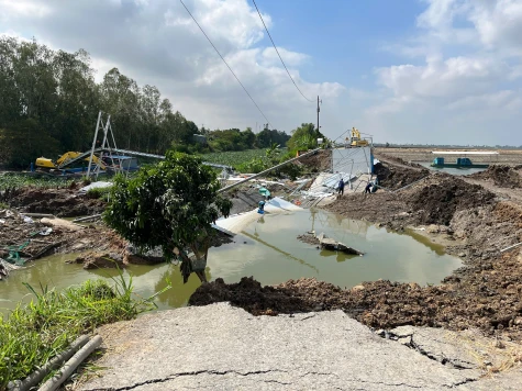 Sạt lở đường bờ Bắc kinh Tân Thành gây thiệt hại trên 5 tỷ đồng