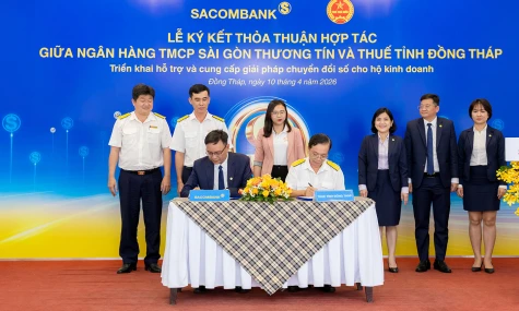 SACOMBANK ký kết hợp tác với Thuế tỉnh Đồng Tháp hỗ trợ hộ kinh doanh chuyển đổi số, triển khai hóa đơn điện tử