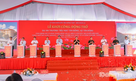 Đại tướng Nguyễn Trọng Nghĩa dự Lễ khởi công dự án Trường Tiểu học Tân Đông