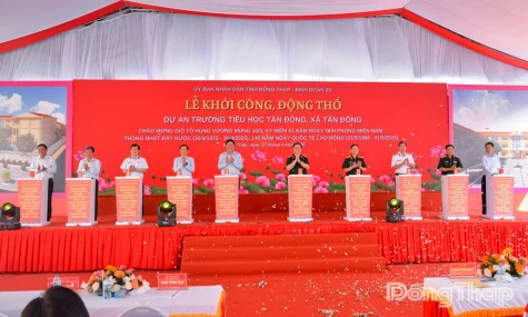 General Nguyen Trong Nghia Attends Groundbreaking Ceremony for Tan Dong Primary School Project