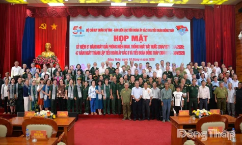 Đồng Tháp: Họp mặt kỷ niệm 51 năm Ngày Giải phóng miền Nam, thống nhất đất nước; 47 năm Ngày thành lập Tiểu đoàn Ấp Bắc II và Tiểu đoàn Đồng Tháp