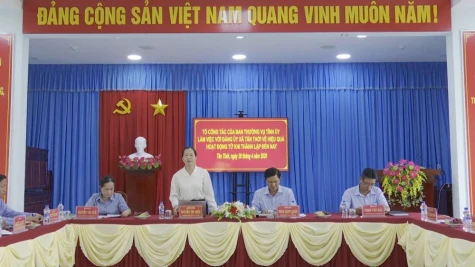 Đoàn Công tác số 383 của Ban Thường vụ Tỉnh ủy làm việc với Ban Thường vụ Đảng ủy xã Tân Thới