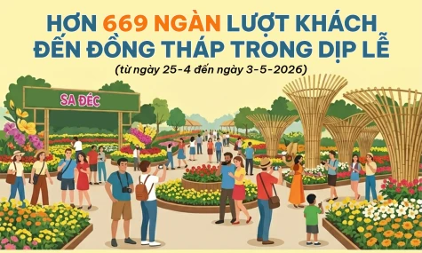 [Infographic] Hơn 669 ngàn lượt khách đến Đồng Tháp trong dịp lễ