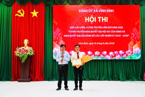 Xã Vĩnh Bình: Thí sinh Nguyễn Thái Vũ đoạt giải Nhất Hội thi Báo cáo viên, tuyên truyền viên giỏi