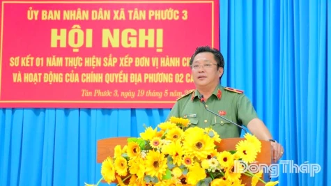 Thiếu tướng Lâm Phước Nguyên: Cán bộ, công chức xã Tân Phước 3 nêu cao hơn nữa tinh thần trách nhiệm, gần dân, sát dân, tận tụy phục vụ Nhân dân