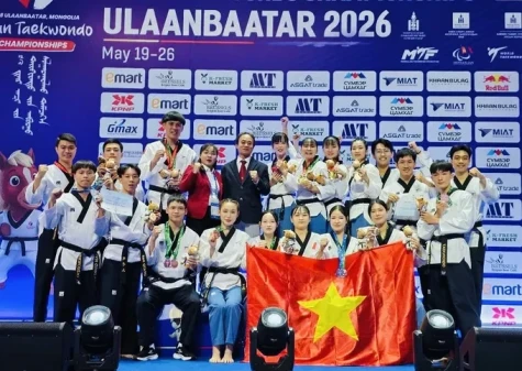 Võ sĩ Châu Tuyết Vân và đồng đội giành thêm 2 HCV quyền biểu diễn giải taekwondo châu Á 2026