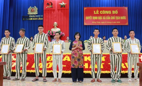 Trại giam Cao Lãnh: 138 phạm nhân được Chủ tịch nước đặc xá năm 2026