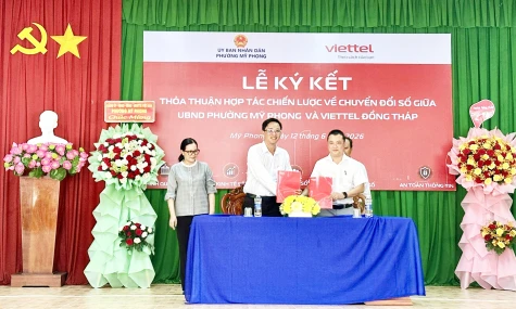 Phường Mỹ Phong: Hợp tác chiến lược, thúc đẩy chuyển đổi số toàn diện giai đoạn 2026 - 2030