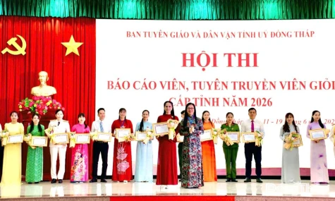 Đồng Tháp: Trao giải Hội thi Báo cáo viên, tuyên truyền viên giỏi cấp tỉnh năm 2026