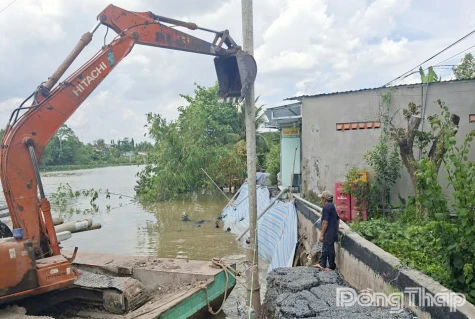 UBND tỉnh Đồng Tháp chỉ đạo khắc phục tình hình sạt lở đường bờ Tây sông Cổ Cò
