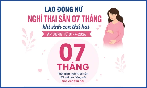 [Infographic] Lao động nữ nghỉ thai sản 7 tháng khi sinh con thứ hai áp dụng từ 1-7-2026