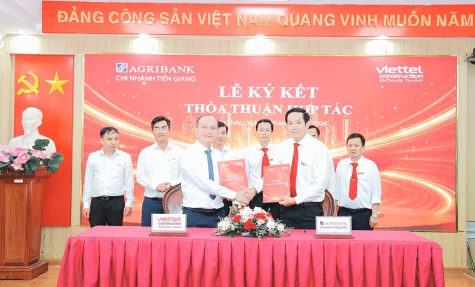 Agribank Chi nhánh Tiền Giang và Chi nhánh Công trình Viettel Đồng Tháp ký kết thỏa thuận hợp tác chiến lược