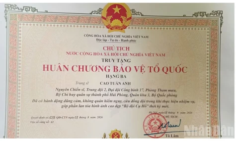 Chủ tịch nước ký Quyết định truy tặng Trung sĩ Cao Tuấn Anh Huân chương Bảo vệ Tổ quốc hạng Ba