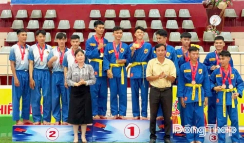 Đại hội Thể dục thể thao tỉnh Đồng Tháp: Cụm 11 dẫn đầu toàn đoàn môn võ Vovinam