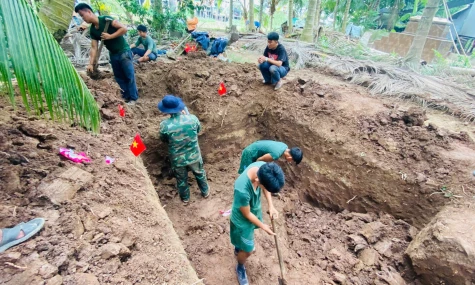 Đồng Tháp: Đội K91 tìm thấy 44 bộ hài cốt tại xã Tân Thành