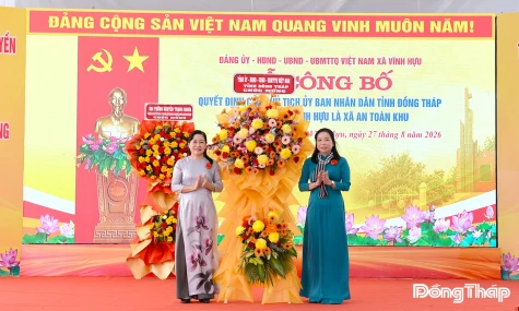 Vĩnh Hựu đón nhận danh hiệu xã An toàn khu