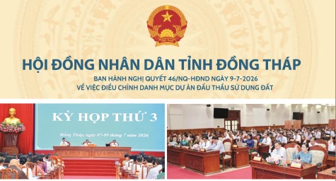 [Infographic] Hội đồng nhân dân tỉnh Đồng Tháp ban hành Nghị quyết 46 ngày 9-7-2026 việc điều chỉnh danh mục dự án đấu thầu sử dụng đất