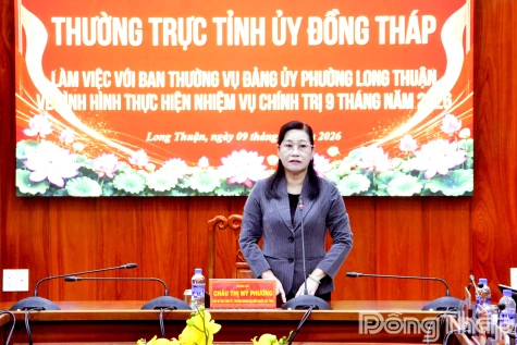 Đồng chí Châu Thị Mỹ Phương: Phường Long Thuận cần tập trung phát huy tiềm năng, lợi thế để thúc đẩy tăng trưởng