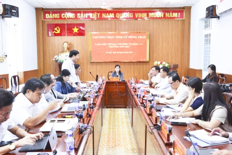 Phó Bí thư Tỉnh ủy Châu Thị Mỹ Phương làm việc với Đảng ủy phường Sơn Qui