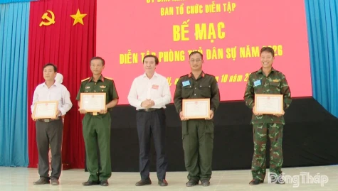 Xã Tân Thới tổ chức thành công diễn tập phòng thủ dân sự