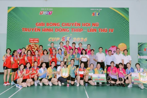 Đội Công an tỉnh Đồng Tháp đoạt giải Nhất Giải Bóng chuyền hơi nữ THĐT - Cúp SCTV 2026