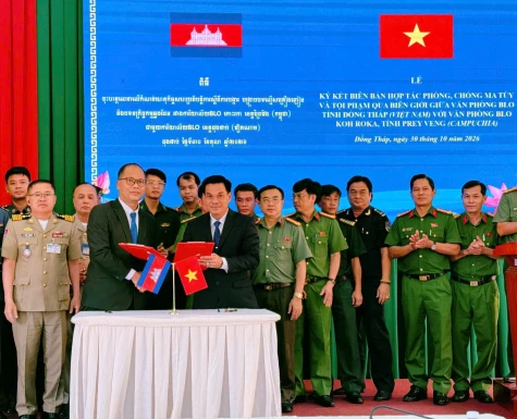Đồng Tháp và Prey Veng: Ký kết biên bản hợp tác phòng, chống ma túy và tội phạm qua biên giới